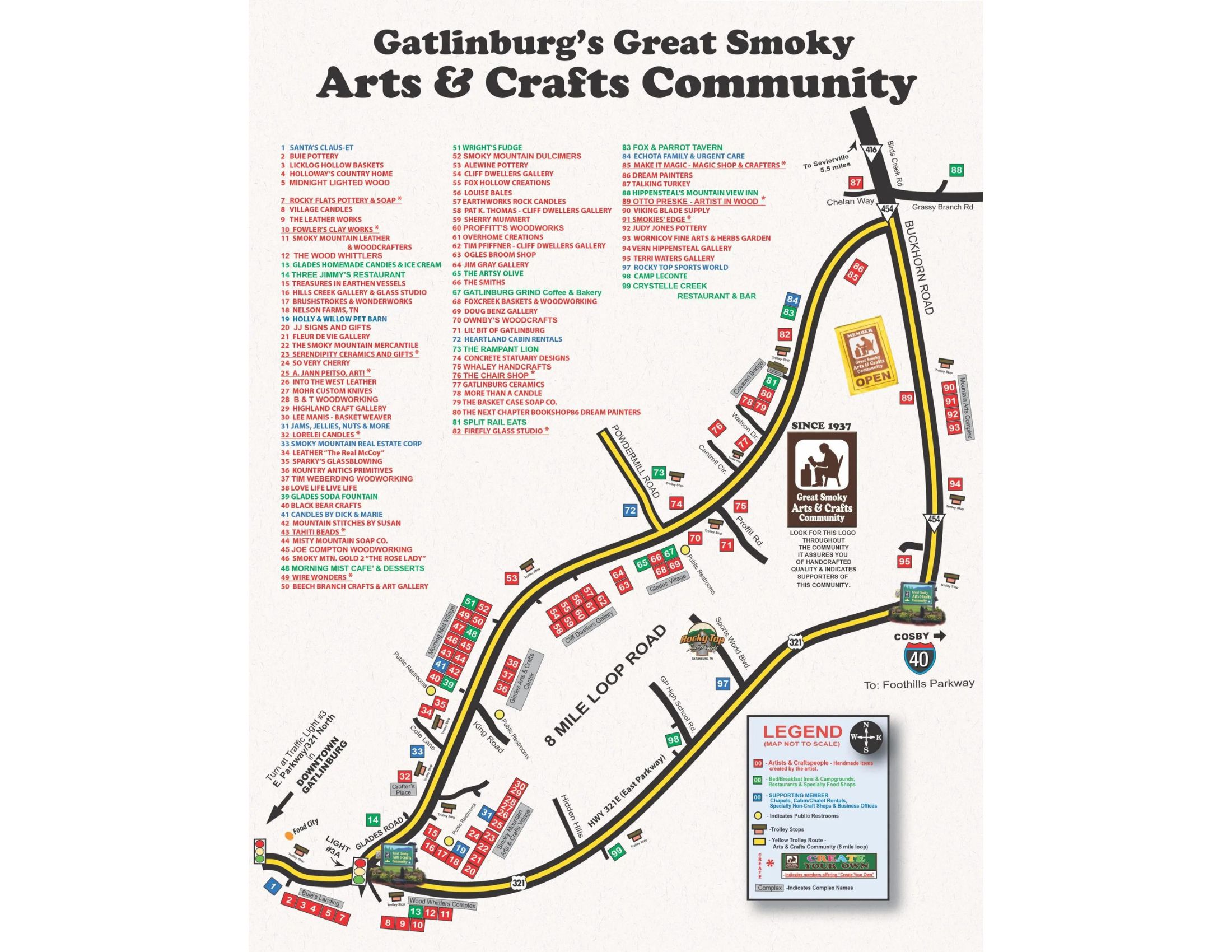 Great Smoky Mountain Arts and Crafts Community Map